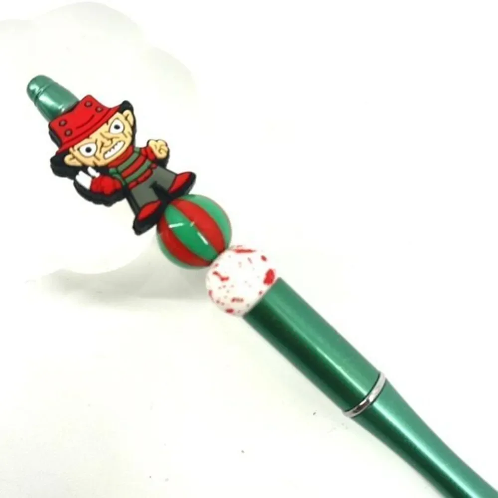Freddie Freddy handmade pen NEW beads red white green striped stripes bloody eye